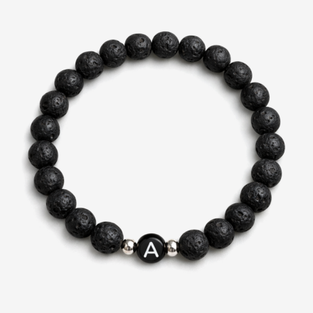 Lava Armband mit Initialen, silberne Komponenten