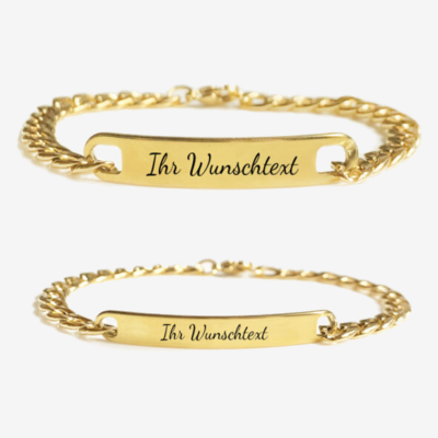 SET: 2 Partnerarmbänder mit Gravur – in Gold