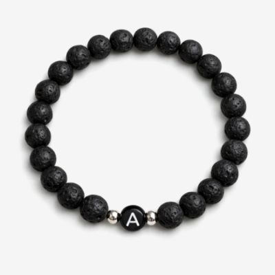 Lava Armband mit Initialen, silberne Komponenten