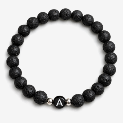 Lava Armband mit Initialen, silberne Komponenten