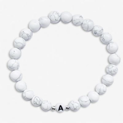 Marmoriertes Armband mit Initiale, silberne Komponenten