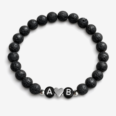 Lava Armband mit Initialen, silberne Komponenten