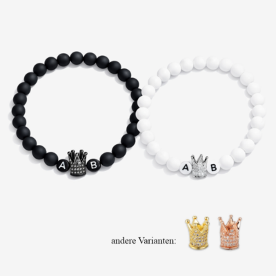 SET: Matte Partner-Armbänder mit Kronen
