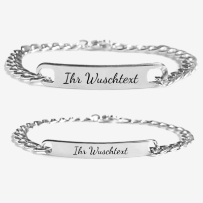 SET: 2 Partnerarmbänder mit Gravur – in Silber