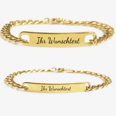SET: 2 Partnerarmbänder mit Gravur – in Gold