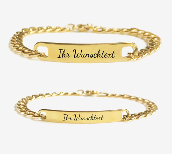 SET: 2 Partnerarmbänder mit Gravur – in Gold