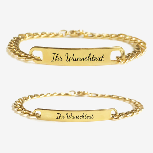 SET: 2 Partnerarmbänder mit Gravur – in Gold